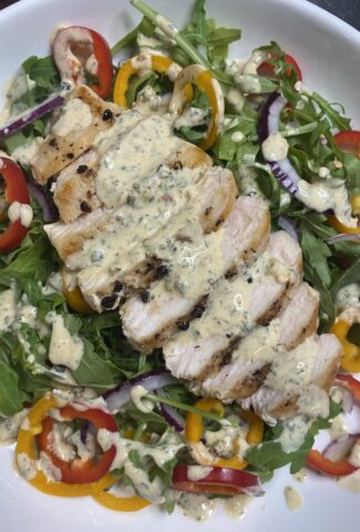 Honey, I'm Hungry healthier ranch dressing on salad