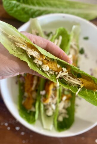 romaine taco with carrot habanero sauce