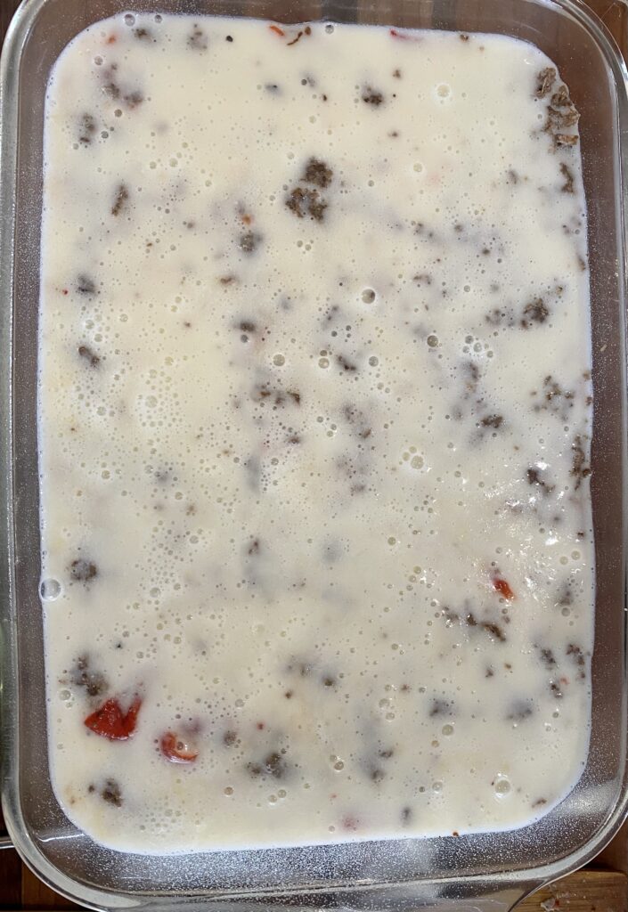 egg white bake ready for the oven