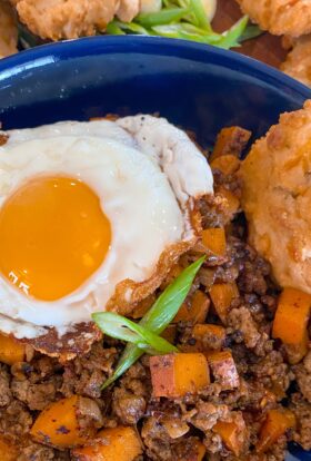 rustic sweet potato and sausage hash