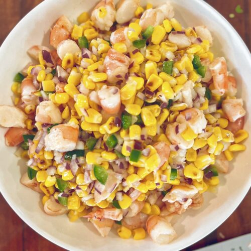 shrimp + sweet corn salad