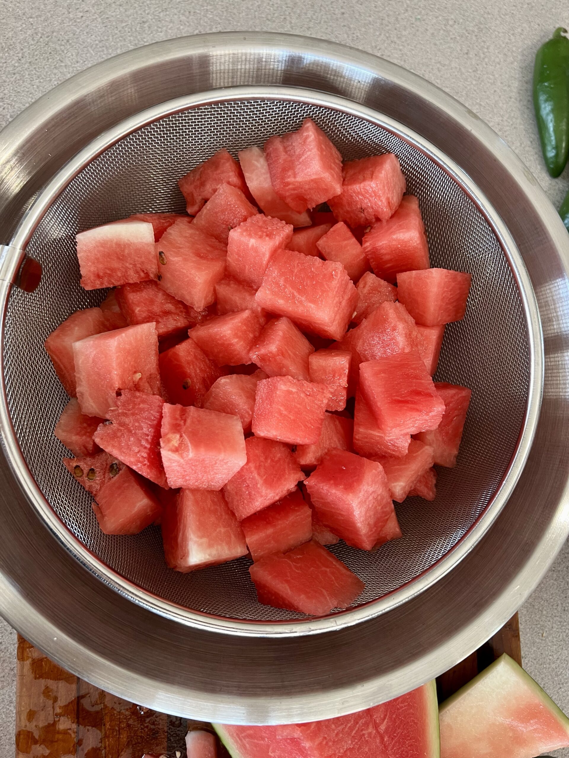 draining watermelon juice