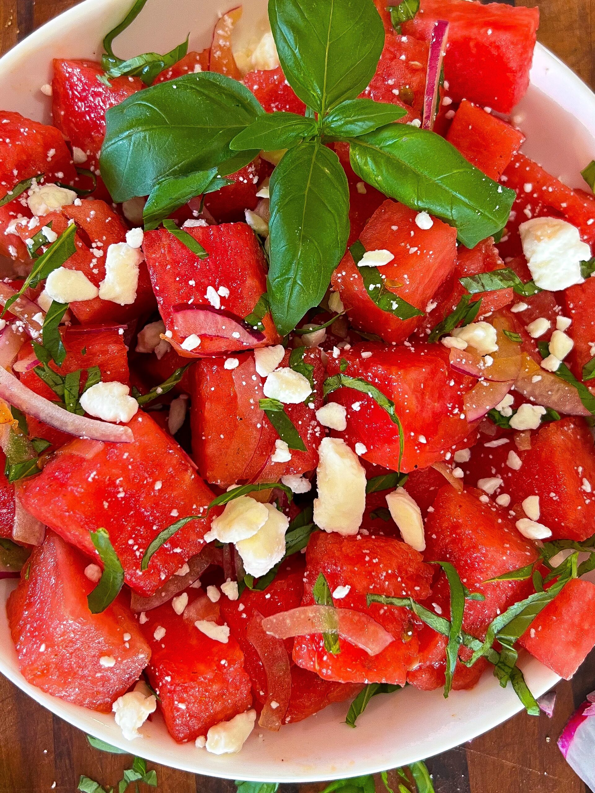 honey, I'm healthier watermelon basil salad