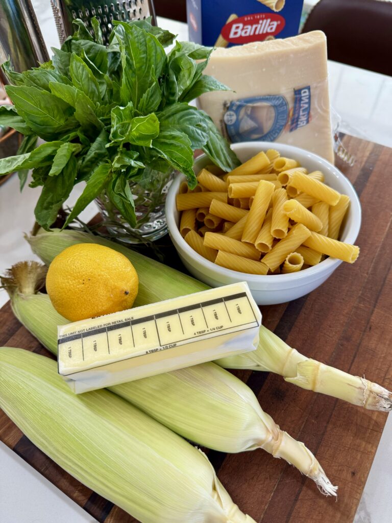 creamy sweet corn pasta ingredients